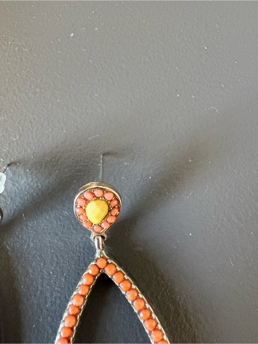 Orange Teardrop Bead Statement Earrings - Picture 4 of 5